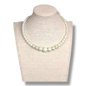 Y2K Era Choker Style Faux Pearl Beaded Necklace Pinup Retro Glam Wedding Formal